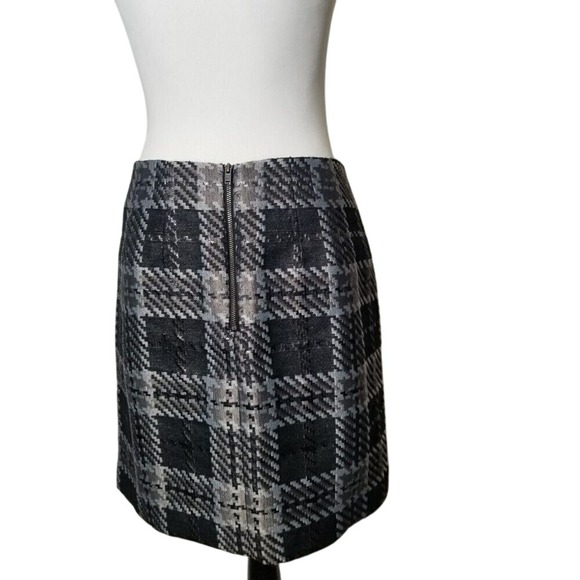 LOFT Outlet Petite 6 Gray Plaid Mini Skirt Professional School Girl Academia - Picture 4 of 8